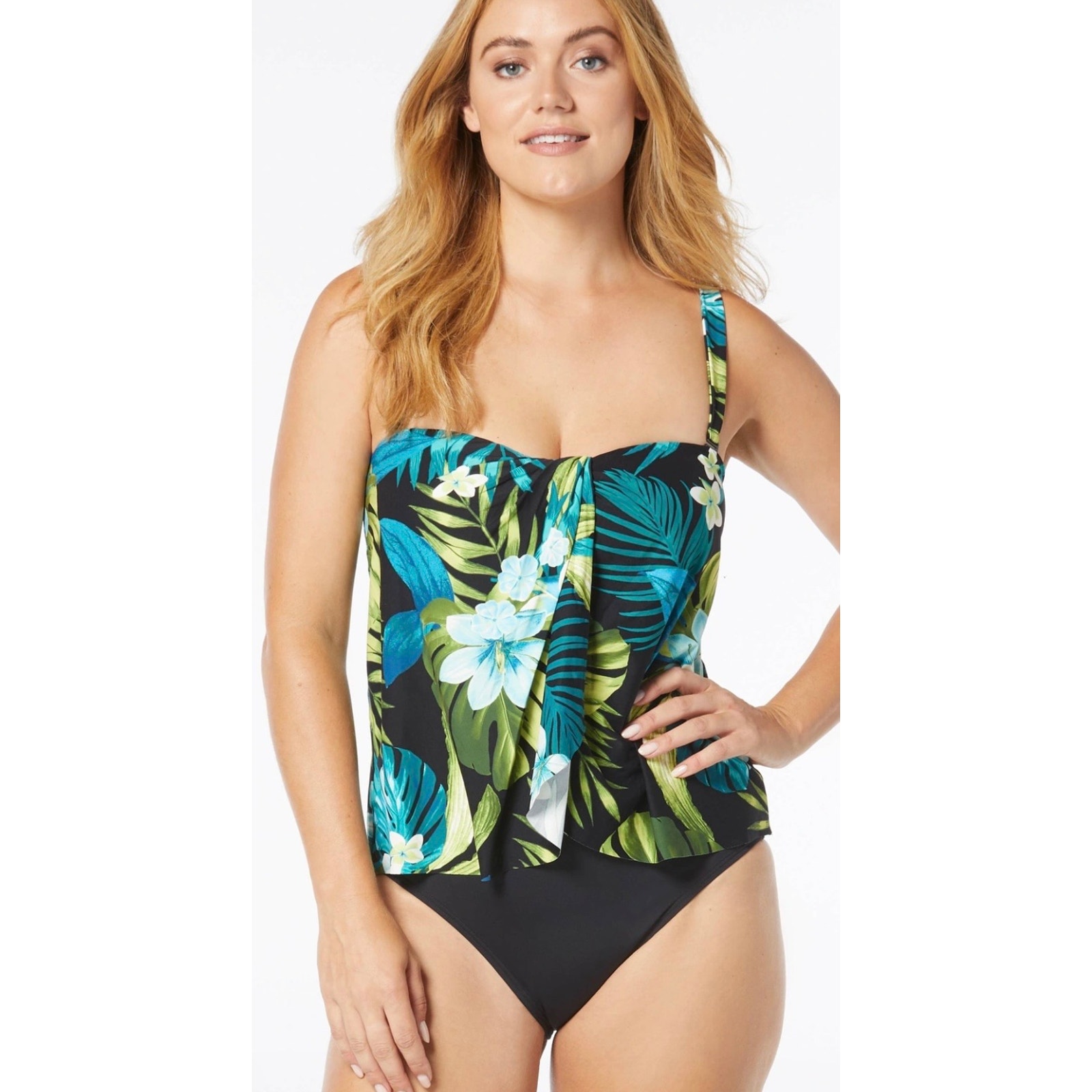 Coco Reef Midnight Plumeria Clarity Uw Tankini Top 12 36d Nwt